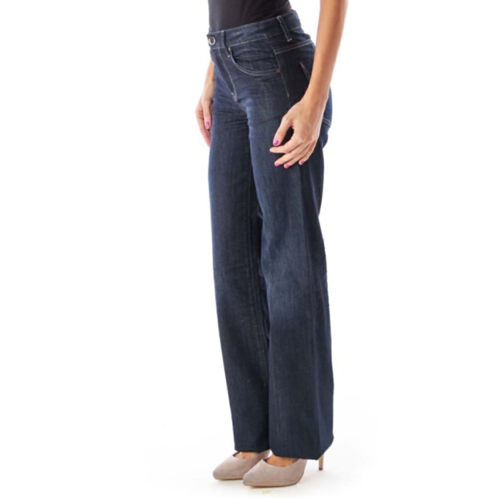 Elie Tahari Dark Blue Flare Denim - Picture 2 of 3